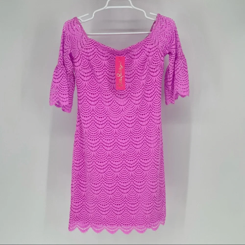 Lily Pulitzer NWT Off The Shoulder Dress in Lilac Rose - Picture 3 of 9